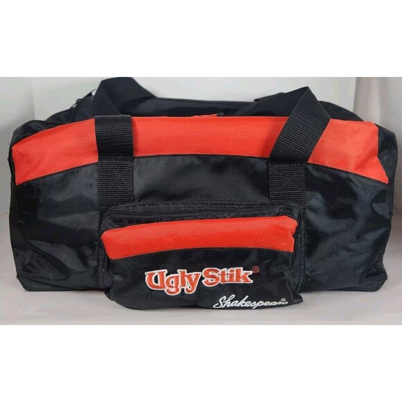 Ugly Stik Shakespeare‎ Fishing Tote Black Red Duffle Carry Bag travel overnight - Picture 1 of 10